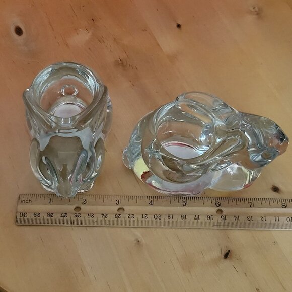 Clear Indiana Glass Rabbit Bunny Votive Candle Holder Set of 2 - Picture 9 of 15